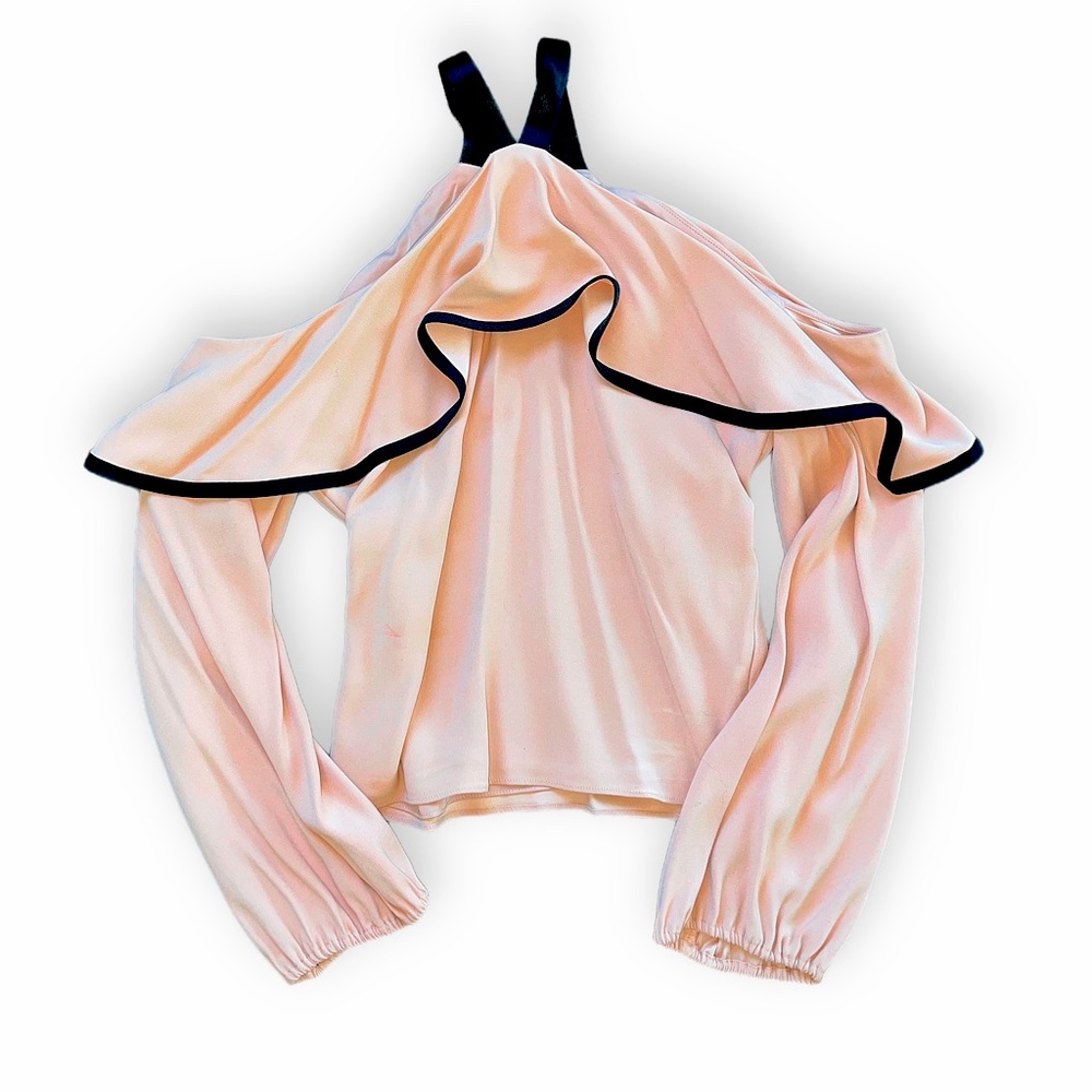 Alexis Malia Cold Shoulder Halter Tie Blouse - Picture 7 of 8